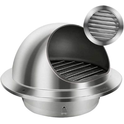 Chimney Vent Cowl Cap, with Mesh 304 Stainless Steel Rainproof Exterior Wall Air Outlet Exhaust Pipe Outdoor Rain and Snow Cover Protector Cap (125mm/5Inch)