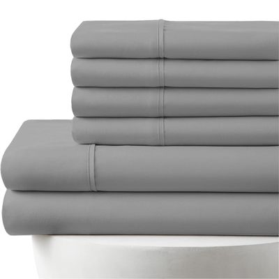 21" Extra DEEP Pockets 1000-Thread-Count, 100% Egyptian Cotton, 7-PC Sheet Set |2 Fitted, 1 Flat, 4 Pillowcases| 1000TC Soft Long Staple Cotton - Split King Size, Light Grey Color