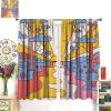 70s Vintage Blackout Curtains, Sun Rainbow Hippie Flower Botanical Funky Bohemian Chic Flower Abstract Aesthetic for Bedroom Living Room,72X63 Inch view 3