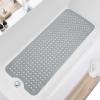 TEESHLY Bath Tub and Shower Mats, Non Slip 40 x 16 Inch Extra Large Bathtub Mat, Machine Washable Bathmat with Drain Holes, Suction Cups for Bathroom Floor, Gray view 1