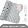 TEESHLY Bath Tub and Shower Mats, Non Slip 40 x 16 Inch Extra Large Bathtub Mat, Machine Washable Bathmat with Drain Holes, Suction Cups for Bathroom Floor, Gray view 4