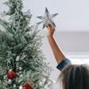 Beatifufu Blue Hollowed Christmas Tree Topper Star 8 Inch Glitter Hanging Xmas Decoration for Home Small Tree Top Ornament view 3