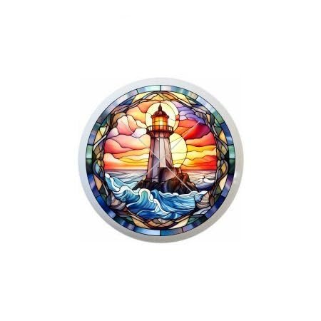 Lighthouse Stained Glass Look in Rainbow of Colors and Designs to Choose From - 1.5" DECORATIVE Glossy Ceramic Dresser Drawer PULLS Cabinet Cupboard KNOBS (03)