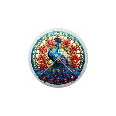 Peacock Stained Glass Look Rainbow of Colors and Designs to Choose From - 1.5" DECORATIVE Glossy Ceramic Dresser Drawer PULLS Cabinet Cupboard KNOBS (01)
