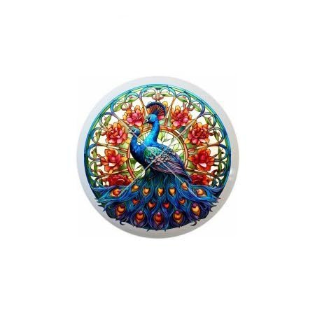 Peacock Stained Glass Look Rainbow of Colors and Designs to Choose From - 1.5" DECORATIVE Glossy Ceramic Dresser Drawer PULLS Cabinet Cupboard KNOBS (01)