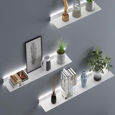 EMYJAY Wall Mounted Display Shelves, Light-Emitting Shelves Floating Shelves Wall Mounted LED Backlight Illumination Staggered Arrangement to The Home (Color : White, Size : 150x15x6cm)