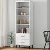 Bookcase with 2 Drawers White,Occasional Shelf,Food Shelf,Cutlery Shelf,Shoe Rack,Decorative Shelf,Office Shelf,for Living Room,Bedroom,Office,Restaurants,cafes,23.6"x13.8"x70.9" Solid Wood Oslo view 1