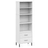 Bookcase with 2 Drawers White,Occasional Shelf,Food Shelf,Cutlery Shelf,Shoe Rack,Decorative Shelf,Office Shelf,for Living Room,Bedroom,Office,Restaurants,cafes,23.6"x13.8"x70.9" Solid Wood Oslo view 3