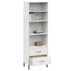 Bookcase with 2 Drawers White,Occasional Shelf,Food Shelf,Cutlery Shelf,Shoe Rack,Decorative Shelf,Office Shelf,for Living Room,Bedroom,Office,Restaurants,cafes,23.6"x13.8"x70.9" Solid Wood Oslo view 4