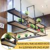 JIAHESHYP Modern Iron Ceiling Hanging Shelf Pot Pan Rack Floating Wooden Shelves Decorative Flower Stand Storage Racking/Wine Holder for Home Kitchen Bar, 8 Sizes (Size : 140 * 30 * 80cm) view 3
