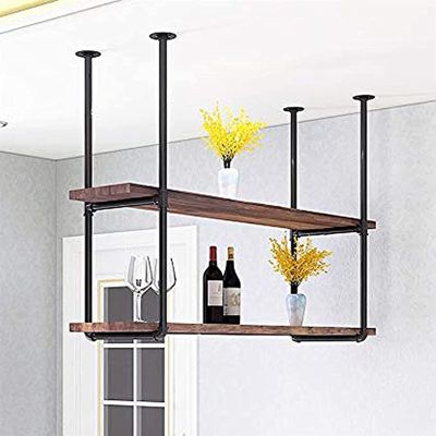 JIAHESHYP Industrial Ceiling Mount Shelf Hanging Floating Shelf, Rustic Garage Storage Rack Wood Shelves, Storage Rack and Display Stand for Kitchen Bar Restaurant, 4 Sizes (Size : 80 * 30 * 90cm)