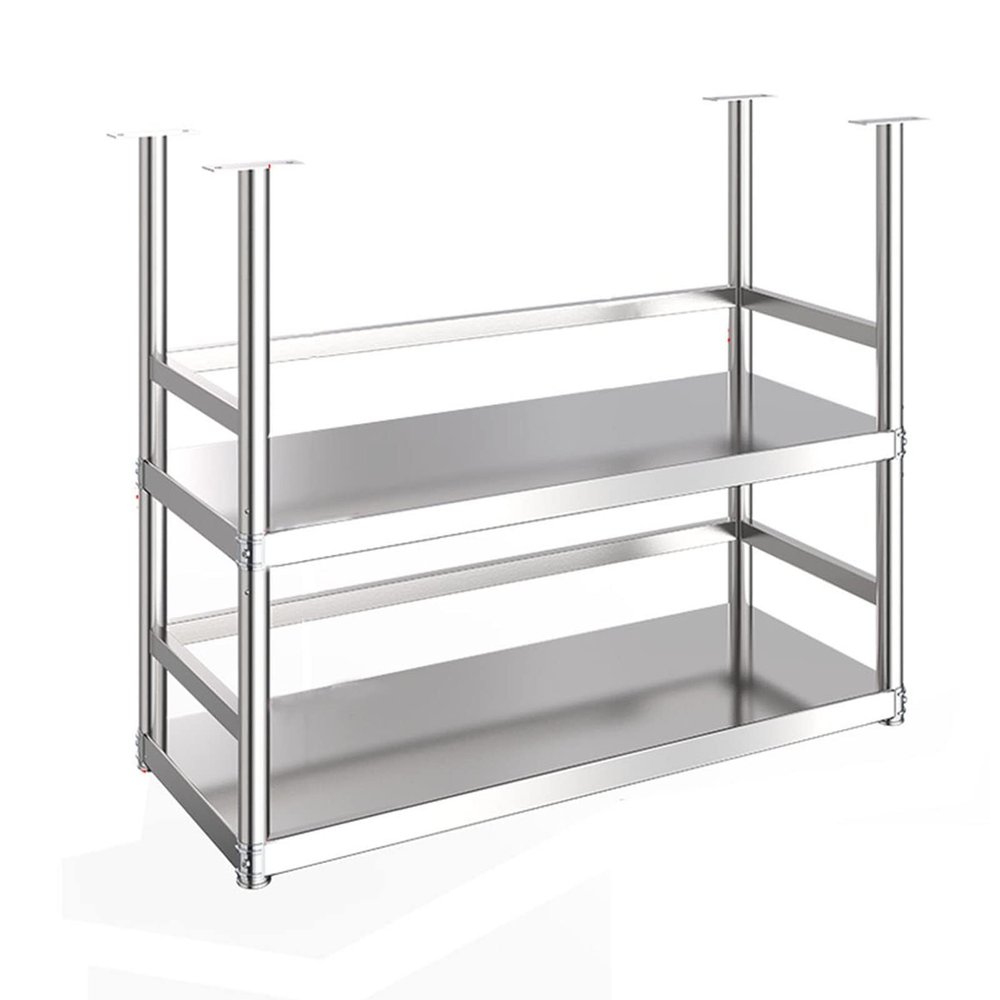 JIAHESHYP 6 Sizes,Ceiling Mount Shelf, Industrial Stainless Steel Kitchen Shelf, Hanging Floating Shelf, Restaurant Bar Display Stand/Decorative Storage Rack (Size : 90 * 35 * 80cm)