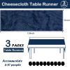 3 Pcs Cheesecloth Table Runner 10FT Gauze Navy Blue Boho Table Runner 35x120inch Rustic Farmhouse Table Runners Wedding Centerpieces for Tables Wedding Bridal Shower Baby Shower Decorations(Navy Blue) view 2