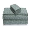 Tribeca Living Portuguese Cotton Flannel Sheets King Size - 170-GSM Deep Pocket Bed Sheet Set for Mattresses up to 21 Inches - 4 Piece Ultra-Soft Printed Bedding in Bella Grey view 1