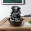 Tabletop Fountain Tabletop Fountain Resin Rock Waterfall Meditation Fountain Indoor Relax Desktop Fountain for Office Home Bedroom, L8.0W8.0H10.2 Desktop Fountains view 3