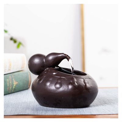 Tabletop Fountain Mini Ceramic Waterfall Indoor Fountain Tabletop Water Fountain Zen Tabletop Fountain for Office Home Indoor Decoration 5.9 Inch Tall Fountain Desktop Fountains (Color : Black)