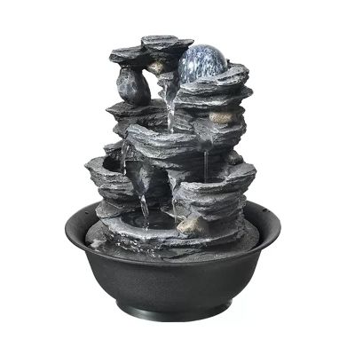 Tabletop Fountain Tabletop Fountain Resin Laminated Rock Waterfall Zen Meditation Fountain Indoor Relax Desktop Fountain for Office Home Bedroom Desktop Fountains