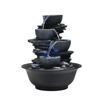 Tabletop Fountain Indoor Fountain Tabletop Fountains Multi-Colored LED Lights Perfect Size for Home Office Soothing Cascading Water Sounds Tiered Desktop Features Desktop Fountains (Color : 1)