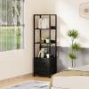 Furnulem 4-Tier Corner Shelf, Bookshelf with 2 Storage Drawers, 57.28Tall Narrow Bookcase, Standing Shelf Organizer Unit for Living Room, Bedroom, Metal Frame, Wood Display Shelf view 4