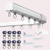 LIYI929GP Ceiling Curtain Track Bay Window Ceiling Curtain Rail with Heavy Duty Roller, Corner Connectors, Hanging Shades, Sheers, Panel Drapes, Single/Double Pole Rail Straight/Curved Room Divider view 1