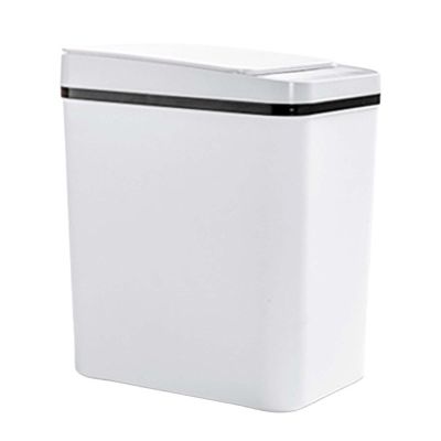Bathroom Trash Can with Lid,Plastics Automatic Touchless Smart Garbage Can,12L Electric Waterproof Garbage Bin,Rubbish Can for Kitchen, Office, Living Room, Toilet, Bedroom (White)