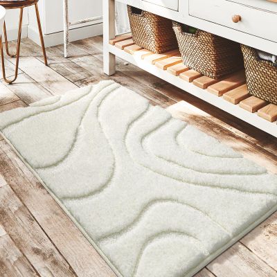 DEXDE Bathroom Rugs Mat, Soft Plush Shaggy Microfiber Bath Runner Rug Non Slip Bath Mats for Bathroom Floor Machine Washable Absorbent Carpet for Shower Tub,White 24"x36"