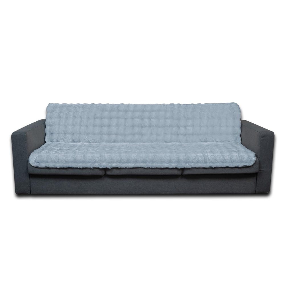 Dogs/Cats Bed Mats, Dog Pad Washable Removable Couch Cover with Anti-Slip Back, Plush Long Fur Mat, Perfect for Small, Medium and Large Dogs.(Light Gray-Bubble, 52"x82")