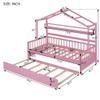 Quarte Cute Twin Size House Bed with Trundle and Two Shelf,Wooden Daybed Tent Bed for Kids Boys Girls Bedroom, No Box Spring Needed view 3