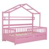 Quarte Cute Twin Size House Bed with Trundle and Two Shelf,Wooden Daybed Tent Bed for Kids Boys Girls Bedroom, No Box Spring Needed view 4