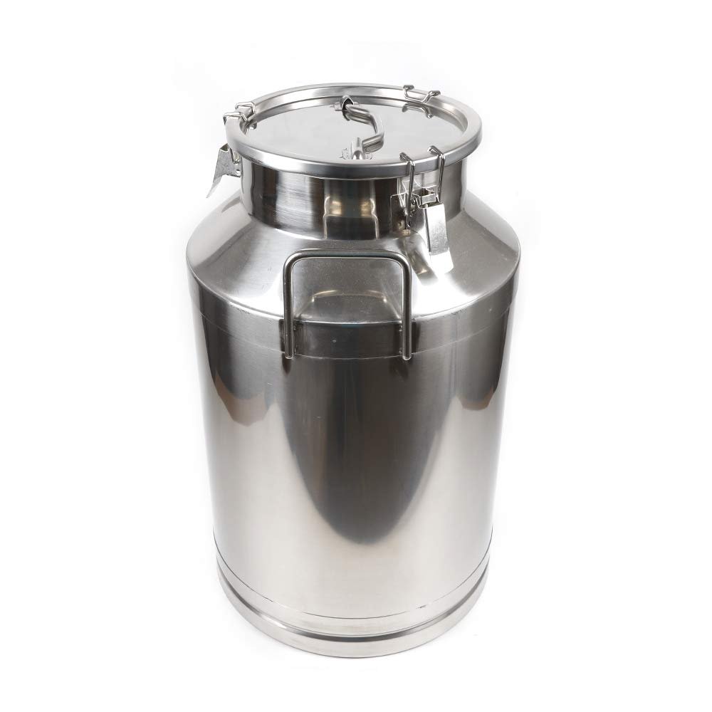 60L/15.85Gal Stainless Steel Farm Milk Can Wine Pail Dairy Pot Bucket Tote Jug Milk Bottle Oil Barrel Tea Canister Silicone seal with Carry Handle