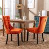 Bennbari Tufted Dining Chairs Set of 2, Velvet Diner Chair with Nailhead Trim, Dining Room Chairs with Ring Pull Trim, Upholstered Fabric Kitchen Chairs with Solid Wood Legs (Orange) view 1