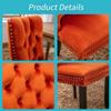 Bennbari Tufted Dining Chairs Set of 2, Velvet Diner Chair with Nailhead Trim, Dining Room Chairs with Ring Pull Trim, Upholstered Fabric Kitchen Chairs with Solid Wood Legs (Orange) view 3