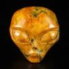 2.0" Orpiment Star Being Female Alien Crystal Skull Companion with Eyes, Hand Carved Gemstone Fine Art Sculpture, Reiki Healing Stone Statue view 2