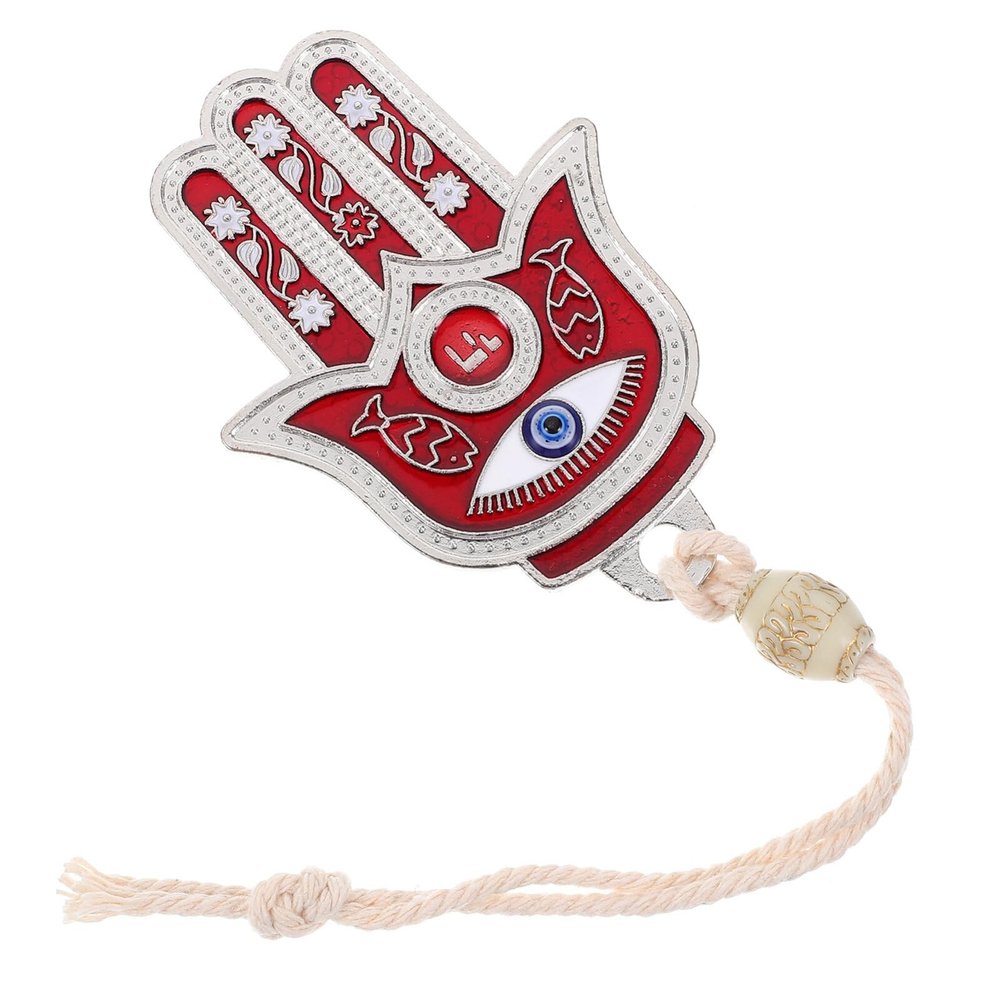 ABOOFAN Evil Eye Hand Pendant Hanging Ornament Keychain Blue Nazar Bead Glass Decor for Car Home Wall Protection Charm 3.34X2.36 Inches