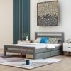 SECOLI Sturdy Wood Full Size Bed Frame Wood Platform Bed with Two Drawers, Full (Gray) view 2