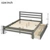 SECOLI Sturdy Wood Full Size Bed Frame Wood Platform Bed with Two Drawers, Full (Gray) view 3