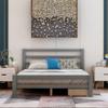 SECOLI Sturdy Wood Full Size Bed Frame Wood Platform Bed with Two Drawers, Full (Gray) view 4