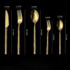 30 Piece Gold Silverware Set Utensil Sets,Flatware Set for 6 Bamboo Handle Stainless Steel Cutlery Set Utensils Tableware Set for Home Restaurant Mirror Effect Exquisite Dishwasher Safe view 2