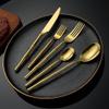 30 Piece Gold Silverware Set Utensil Sets,Flatware Set for 6 Bamboo Handle Stainless Steel Cutlery Set Utensils Tableware Set for Home Restaurant Mirror Effect Exquisite Dishwasher Safe view 3