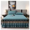Luxury Velvet 3-Piece Ruffle Bed Skirt & Quilted Bedspread Set - King Size, 18" Deep, 3-Side Dust Ruffle, Includes Fitted Sheet & 2 Pillow Shams (Color: #24, Size: 150x200cm) view 1