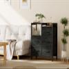 Furnulem 5 Drawer Black Dressers for Bedroom 2 Tier Shelf Storage Small Fabric Dresser for Closet Sturdy Metal Frame Modern Style Storage Cabinets Organization Units for Hallway Rooms view 2