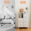 Furnulem 5 Drawer White Dressers for Bedroom 2 Tier Shelf Storage Small Fabric Dresser for Closet Sturdy Metal Frame Modern Style Storage Cabinets Organization Units for Hallway Rooms view 4