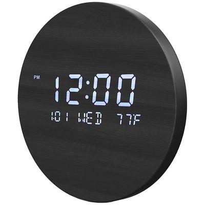 HAODING Wall Clock Silent Non Ticking, LED Digital Wall Clock with Large Display of Time, Decorative, Date, and Temperature,12/24H Time Mode Wall Clocks Digital Kitchen Clock for Living Room 7.56 in
