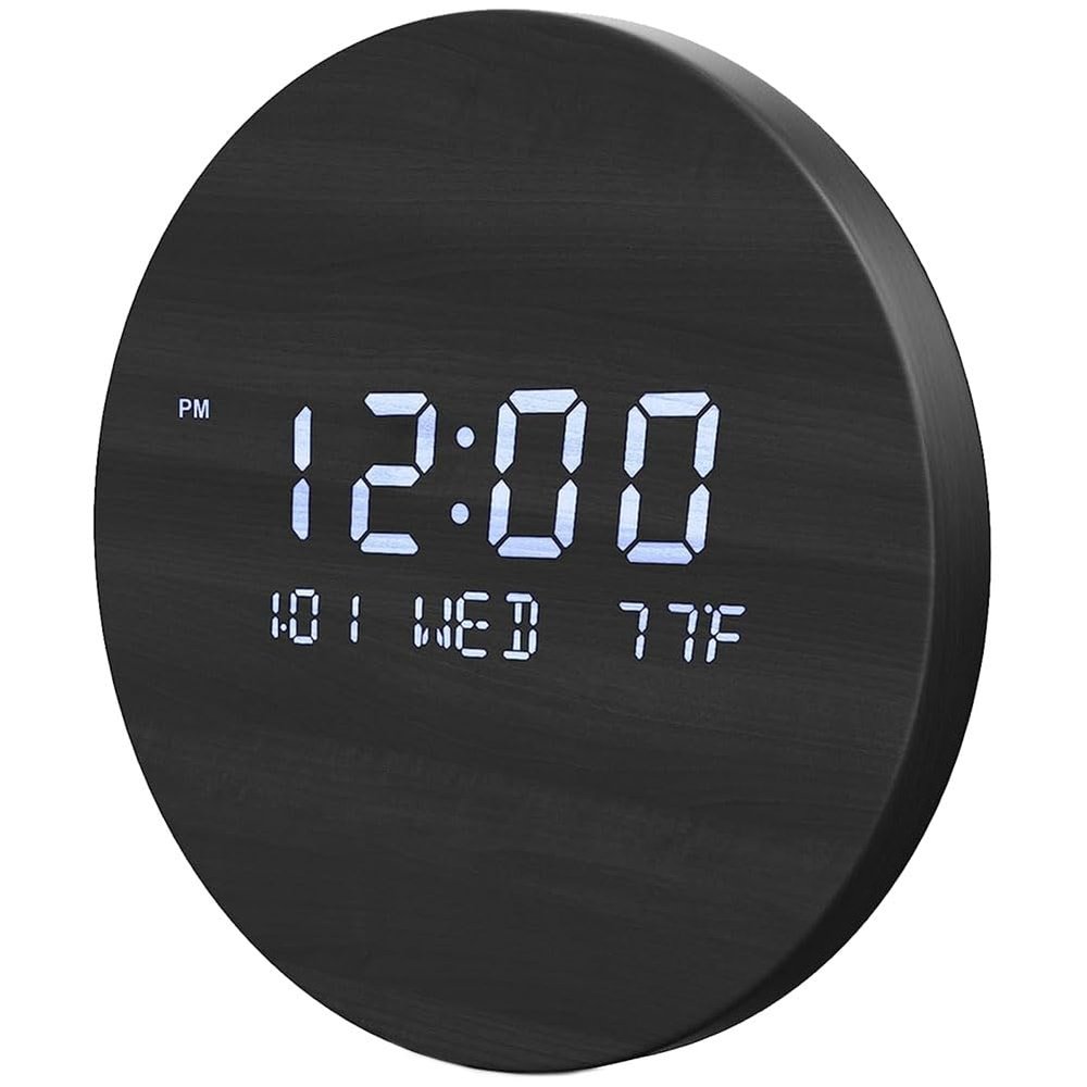 HAODING Wall Clock Silent Non Ticking, LED Digital Wall Clock with Large Display of Time, Decorative, Date, and Temperature,12/24H Time Mode Wall Clocks Digital Kitchen Clock for Living Room 7.56 in