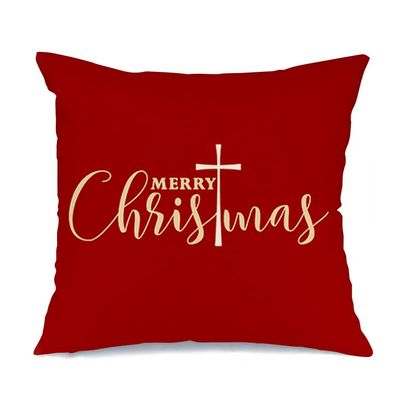 Christmas Pillows Covers 18x18 Inch Christmas Decorations Indoor Red Cross Christian Christmas Decor Decorative Throw Pillow Cases Outdoor Winter Holiday Xmas Decorations Cushion Covers for Couch