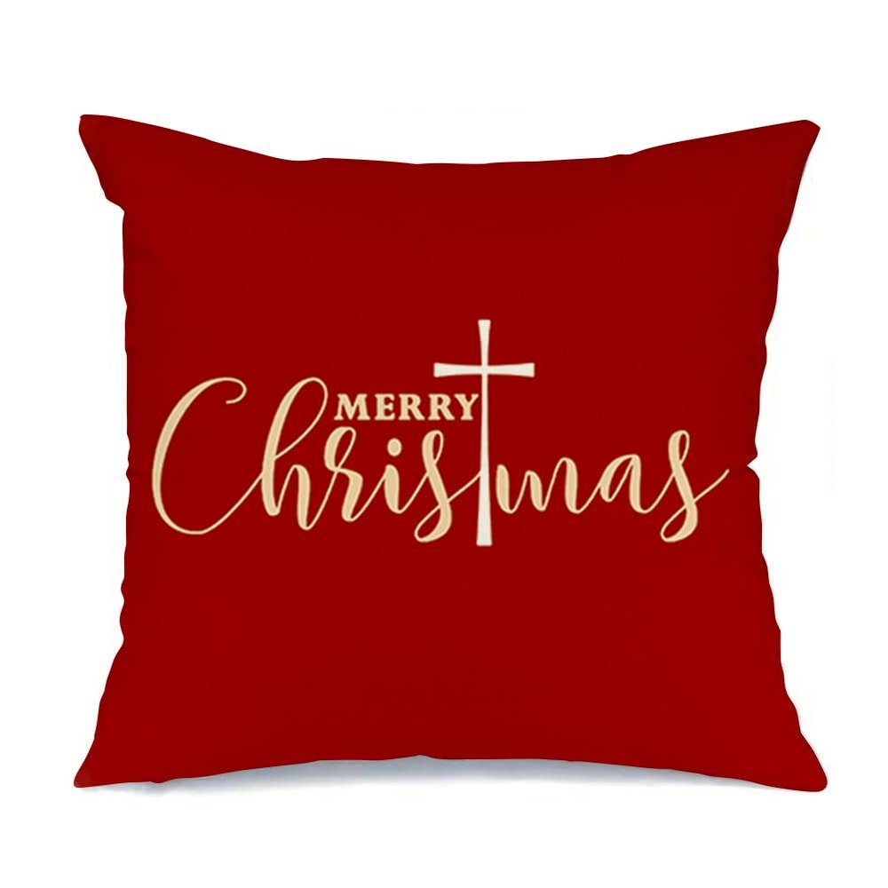 Christmas Pillows Covers 18x18 Inch Christmas Decorations Indoor Red Cross Christian Christmas Decor Decorative Throw Pillow Cases Outdoor Winter Holiday Xmas Decorations Cushion Covers for Couch