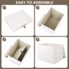Bagnizer Large 17" 42 Quarts Collapsible Stackable Storage Bins with Lids [3-Pack] Foldable Fabric Linen Storage Boxes Cube, Closet Organizer Baskets with Label (16.7 x 12 x 12, White) view 3