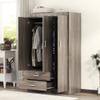 LZ LEISURE ZONE 3 Doors Wardrobe Armoire Closet, Large Freestanding Armoire Wardrobe Cabinet with 2 Drawers, Bedroom Clothes Storage Cabinet Organizer, Wood Grain Effect in Gray view 1
