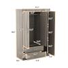 LZ LEISURE ZONE 3 Doors Wardrobe Armoire Closet, Large Freestanding Armoire Wardrobe Cabinet with 2 Drawers, Bedroom Clothes Storage Cabinet Organizer, Wood Grain Effect in Gray view 2