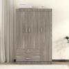 LZ LEISURE ZONE 3 Doors Wardrobe Armoire Closet, Large Freestanding Armoire Wardrobe Cabinet with 2 Drawers, Bedroom Clothes Storage Cabinet Organizer, Wood Grain Effect in Gray view 3